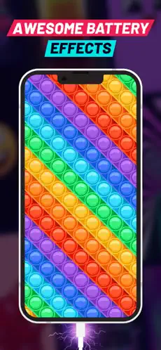Charging Fun screen with colorful pop-it battery effects