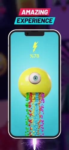 Amazing experience: a one-eyed yellow ball pours colorful beads at 78 percent